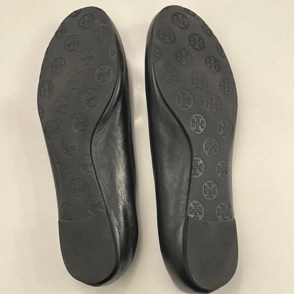 Tory Burch Black and Gold Leather Flats - Picture 9 of 9